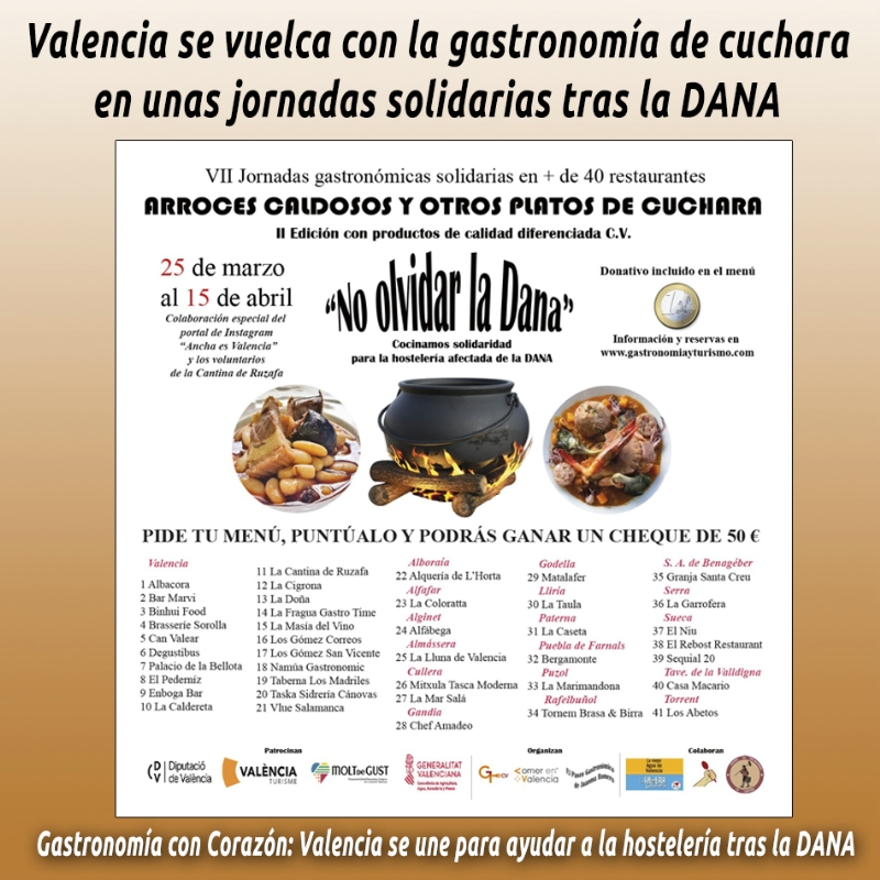 Valencia se vuelca con la gastronomía de cuchara en unas jornadas solidarias tras la DANA