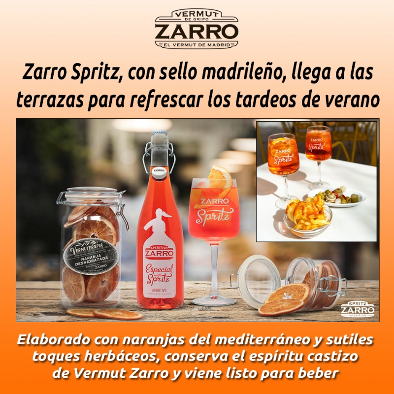 Zarro Spritz, con sello madrileño, llega a las terrazas para refrescar los tardeos de verano