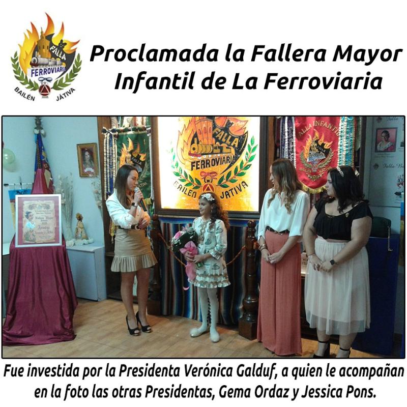 Proclamada la Fallera Mayor Infantil de La Ferroviaria
