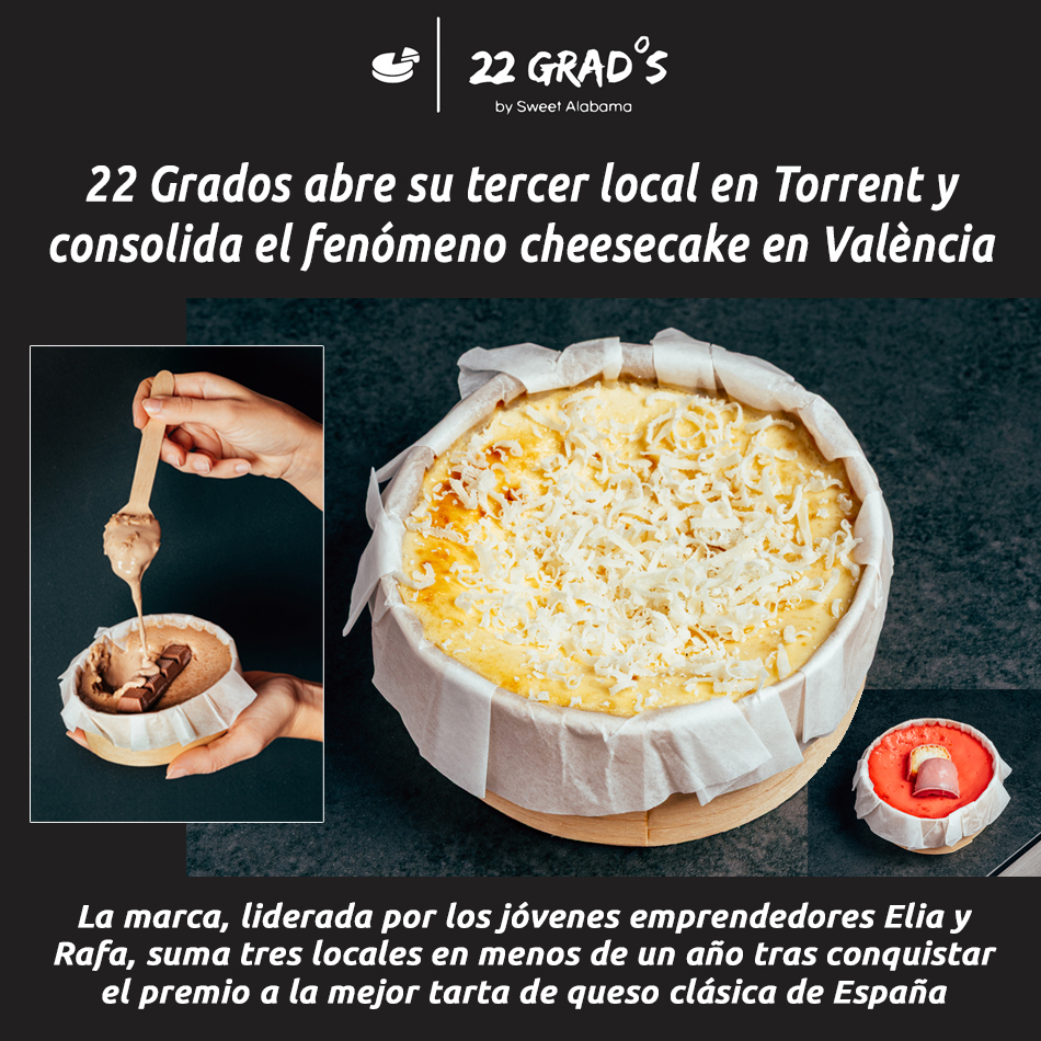 22 Grados abre su tercer local en Torrent y consolida el fenómeno cheesecake en València