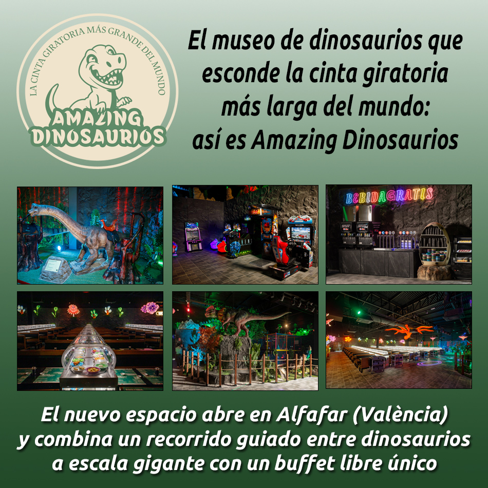 El museo de dinosaurios que esconde la cinta giratoria más larga del mundo: así es Amazing Dinosaurios