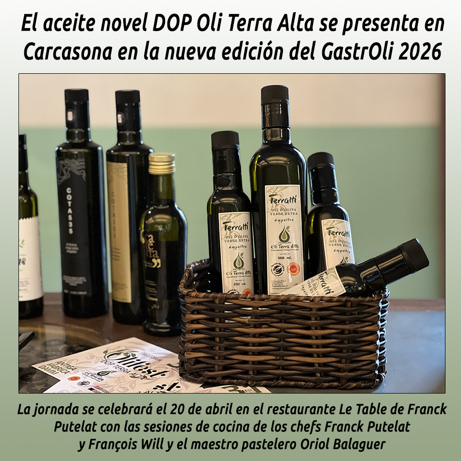 El aceite novel DOP Oli Terra Alta se presenta en Carcasona en la nueva edición del GastrOli 2026