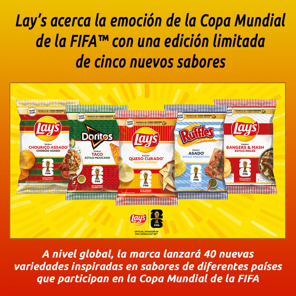 Lay’s acerca la emoción de la Copa Mundial de la FIFA™ con una edición limitada de cinco nuevos sabores