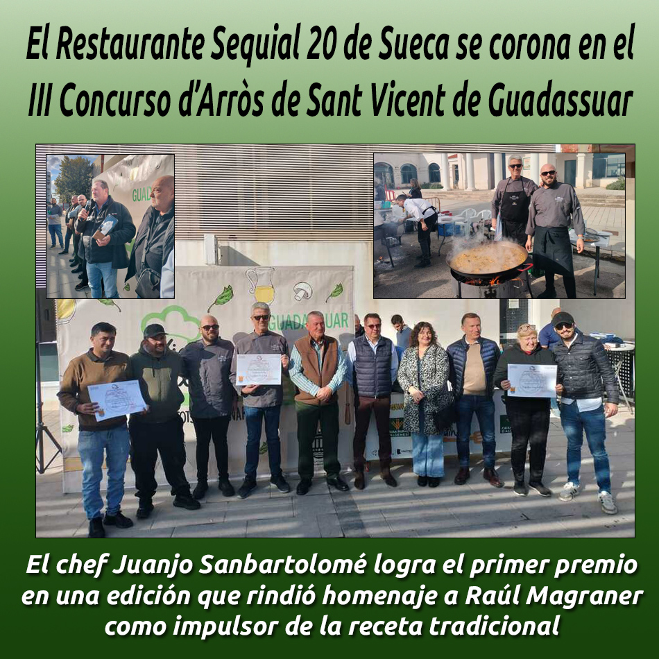 El Restaurante Sequial 20 de Sueca se corona en el III Concurso d’Arròs de Sant Vicent de Guadassuar